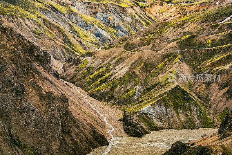 landmanalaugar彩色山脉在冰岛中部的流纹岩矿物山脉周围