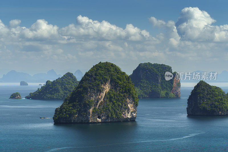 泰国甲米附近的热带旅游目的地香港岛的空中景观。