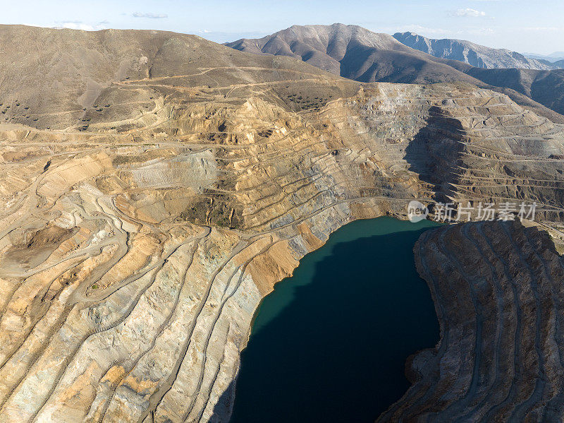 废弃露天铁矿鸟瞰图