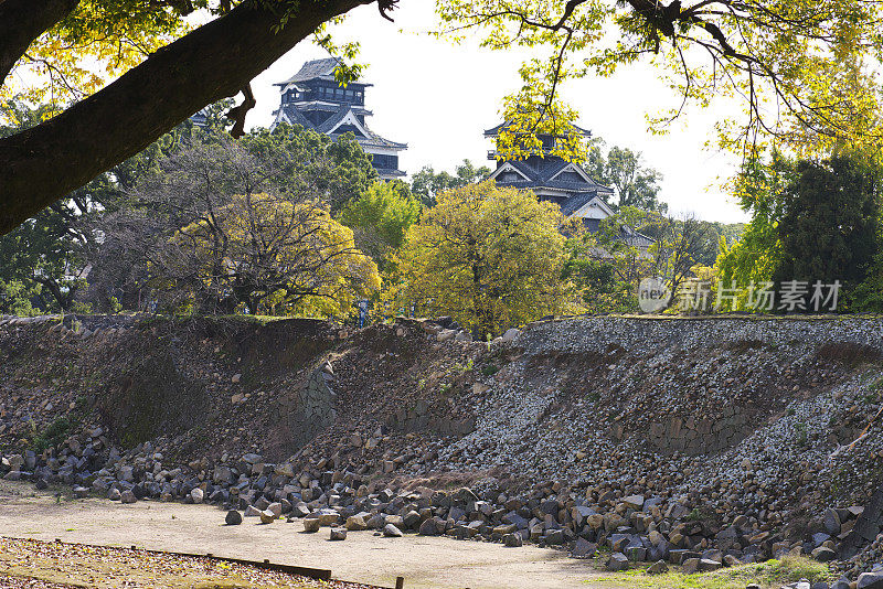 熊本地震后的熊本城堡，日本熊本县熊本市