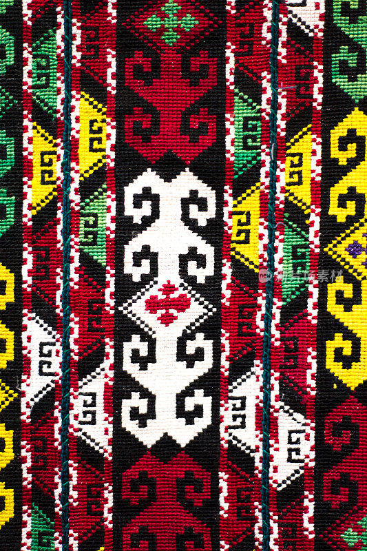 仿古乌兹别克机织棉布织物细节(特写)