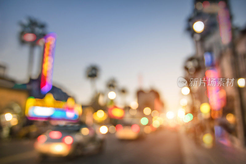 散焦模糊好莱坞大道在洛萨洛杉矶