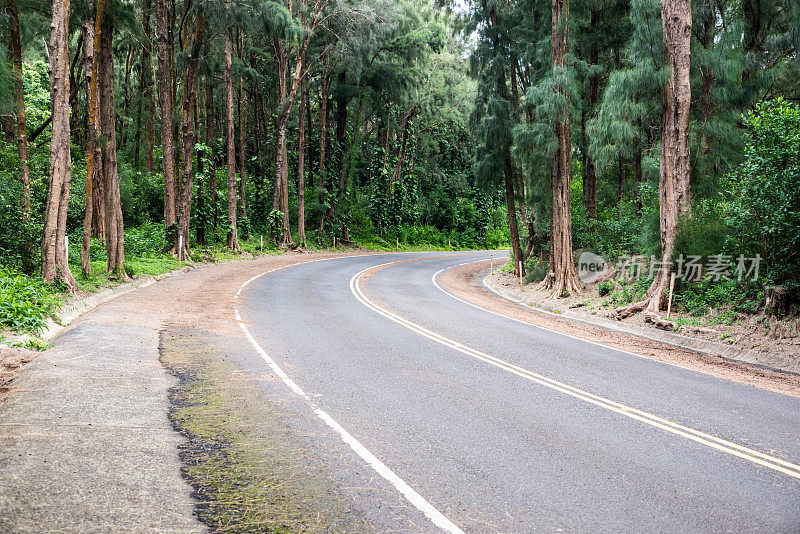 向右弯曲的道路