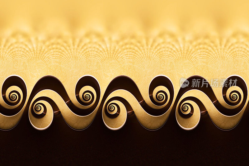 奇异杯-背景分形螺旋超现实咖啡金花