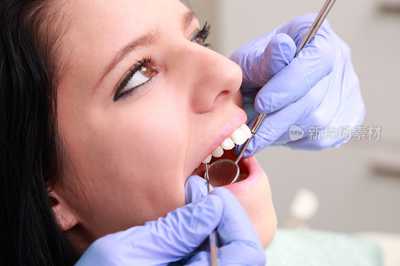 牙医检查牙齿