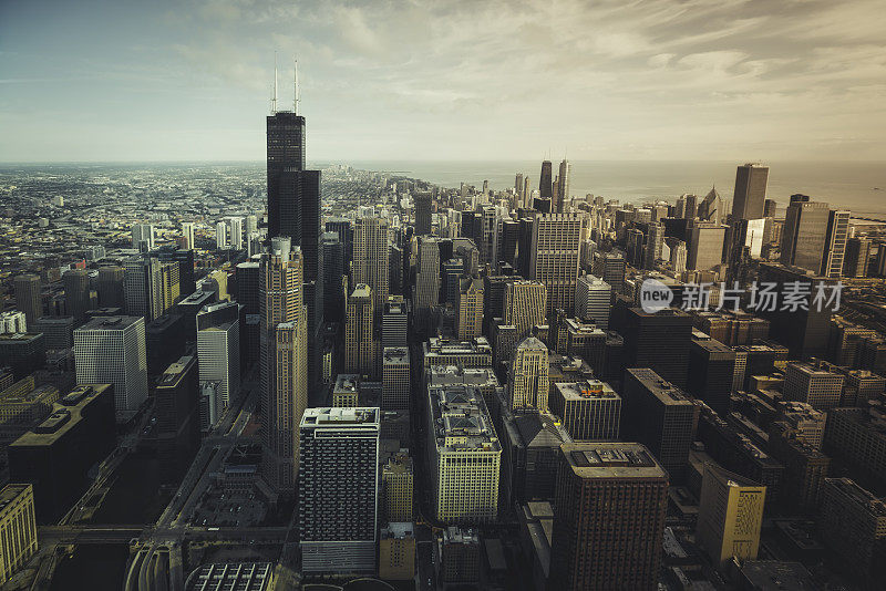 芝加哥金融区鸟瞰图