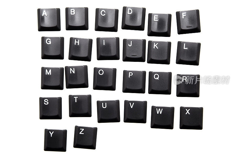 计算机键、字母表、键盘上的字母A到Z