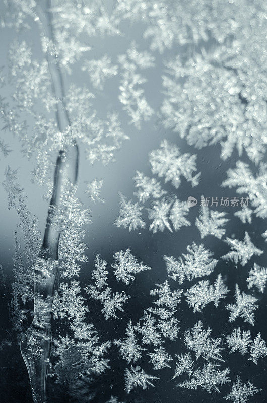 窗户上有雪晶体