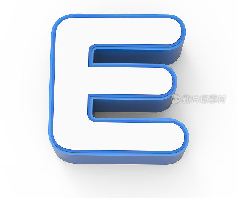 蓝框白色字母E