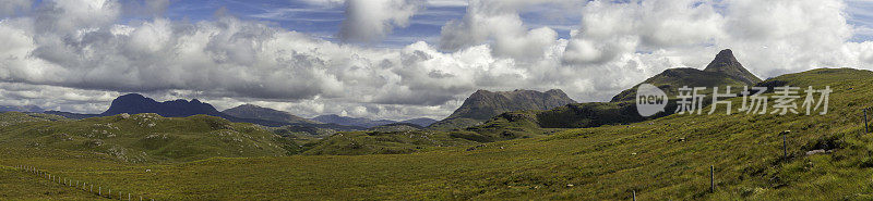 Assynt山的全景，苏格兰