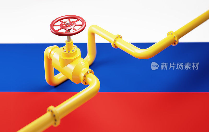 俄罗斯国旗背景下的天然气管道-俄罗斯天然气危机概念