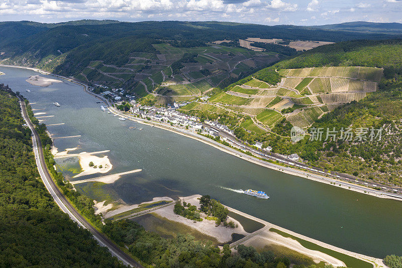 德国莱茵河全景鸟瞰图