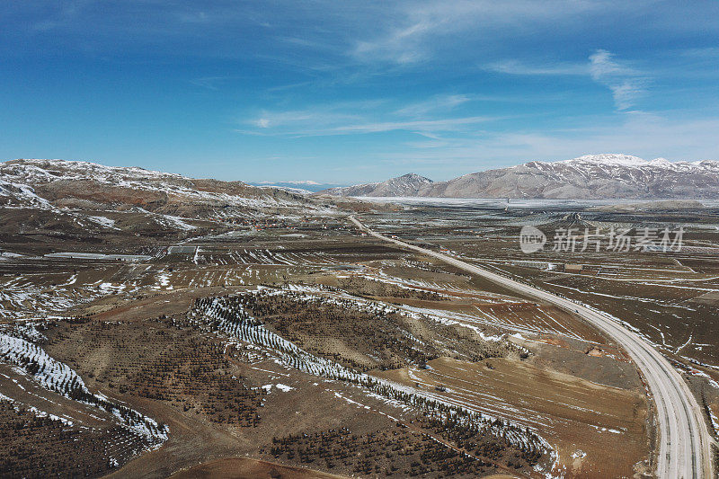 山地公路，无人机视角，土耳其