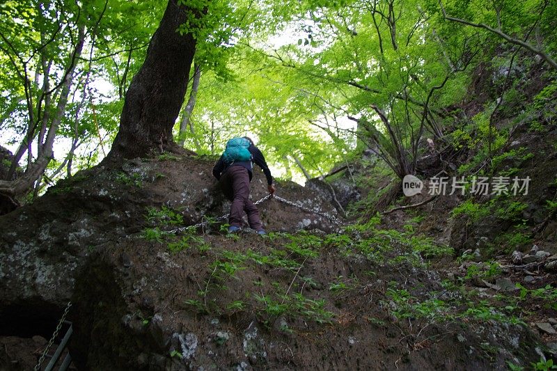 攀登岩壁山