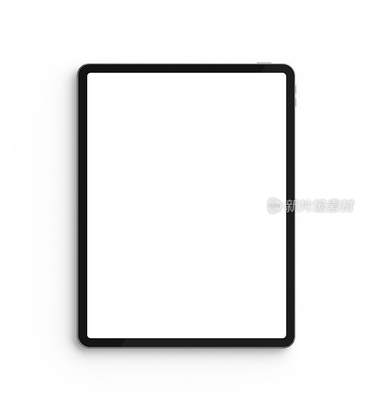 平板电脑与空白的白色屏幕隔离在白色背景