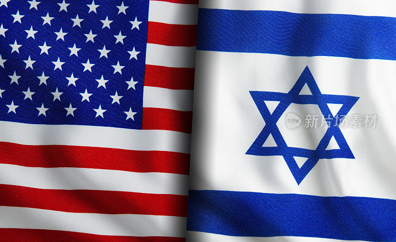 美国和以色列国旗并排站着