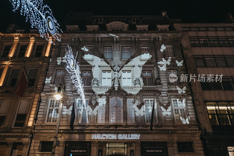 英国伦敦Halcyon画廊的蝴蝶灯光展。