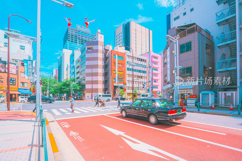 城市街景在东京，日本