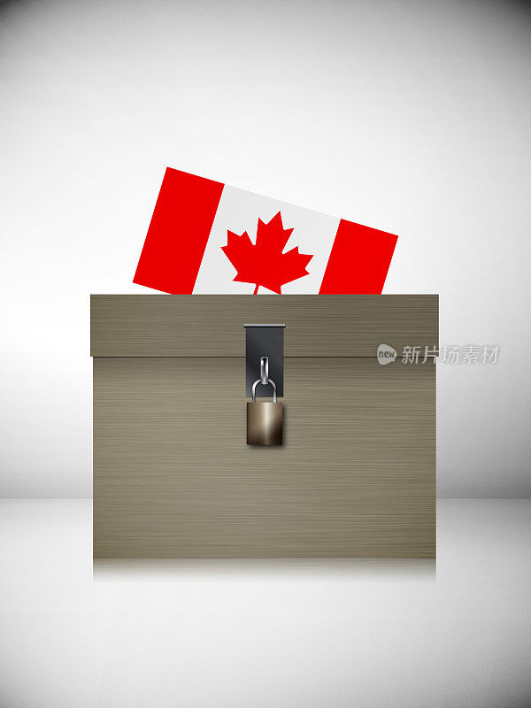 投票箱和加拿大国旗。选举的概念。