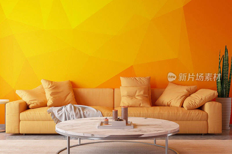橙色客厅和沙发