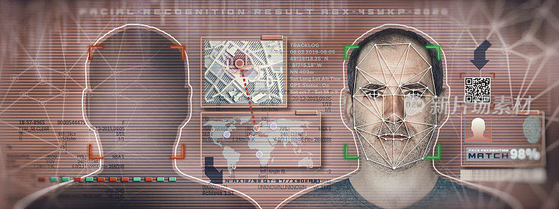 人脸识别技术概念GUI用于身份验证