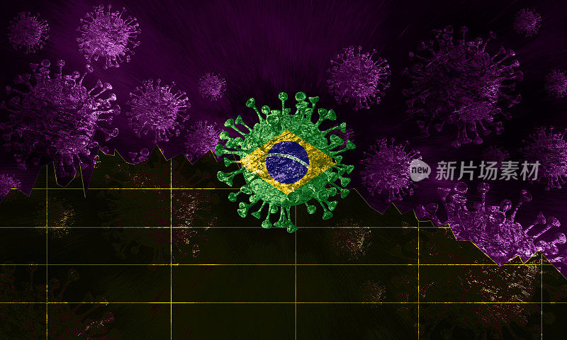 巴西大流行Covid-19冠状病毒细胞储存照片