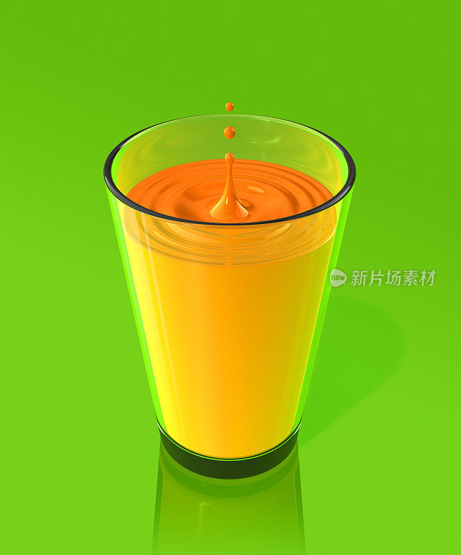 一滴橙汁，在杯子里打个波纹