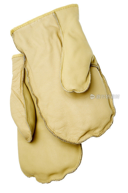 新的皮革工作手套在白色的背景