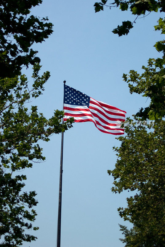 自由岛上的美国国旗