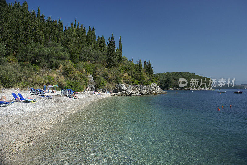 希腊科孚岛的阿格尼海滩