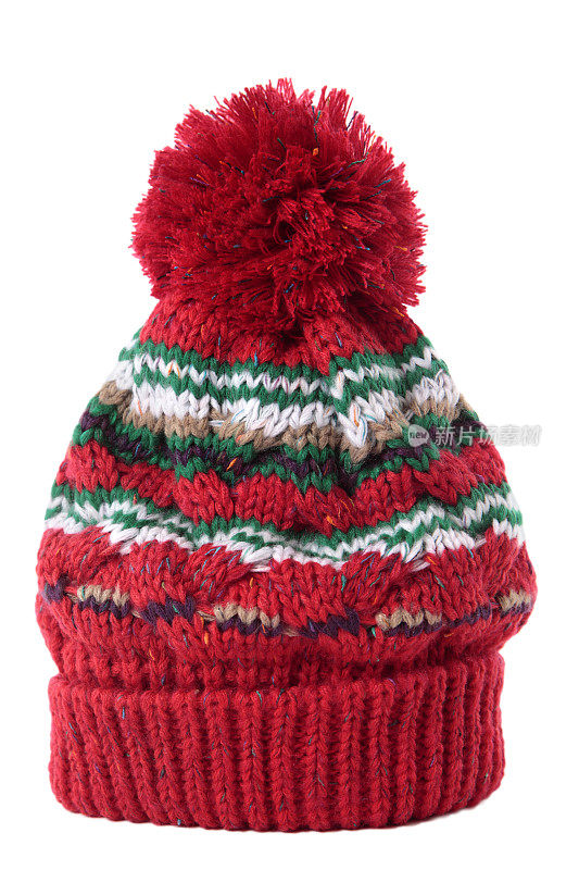 针织羊毛冬季帽与绒球
