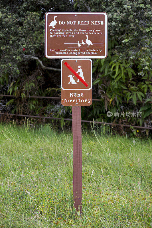 夏威夷尼鸟警告标志:不要喂鸟