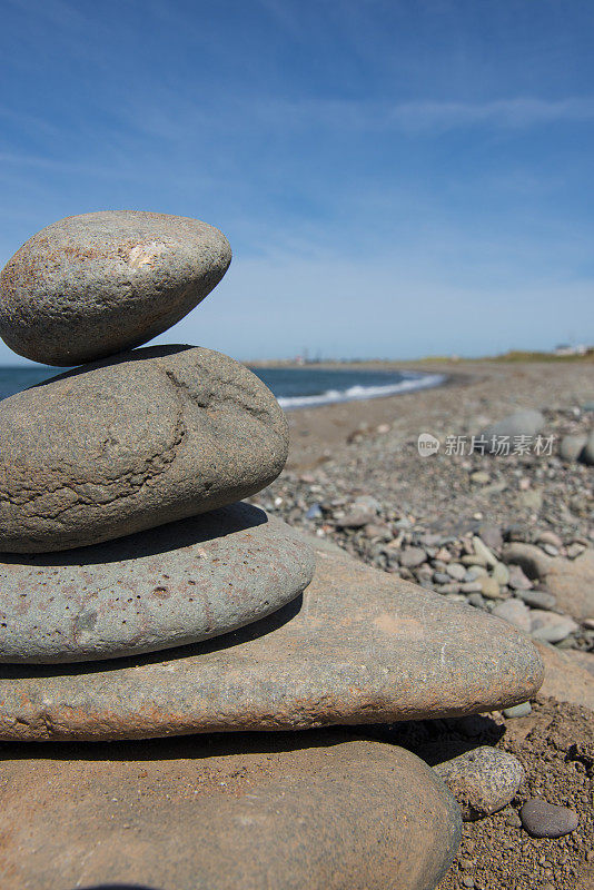 海滩，平衡，自然，石头，海洋。