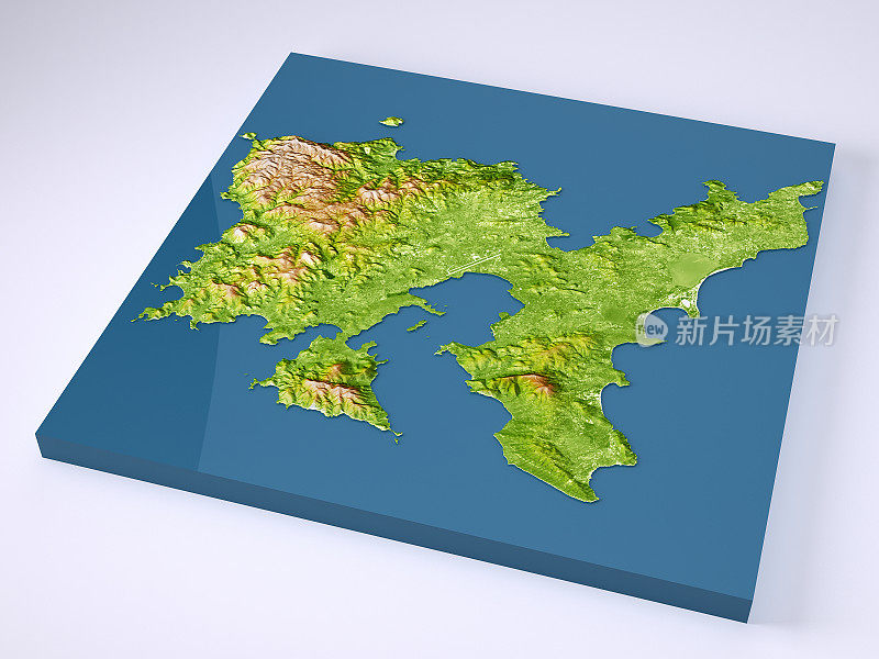 Limnos岛3D模型地形图增强颜色