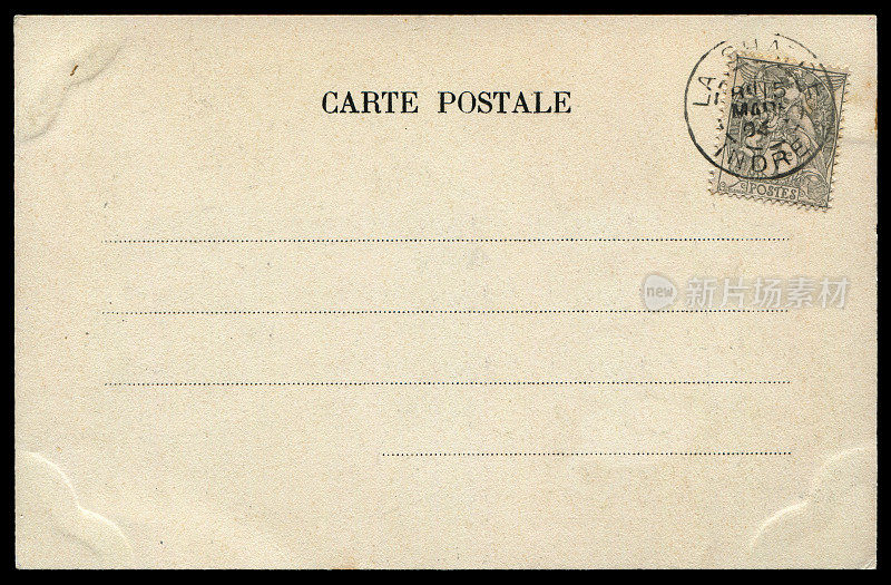 20世纪早期法国的古董空白明信片背景
