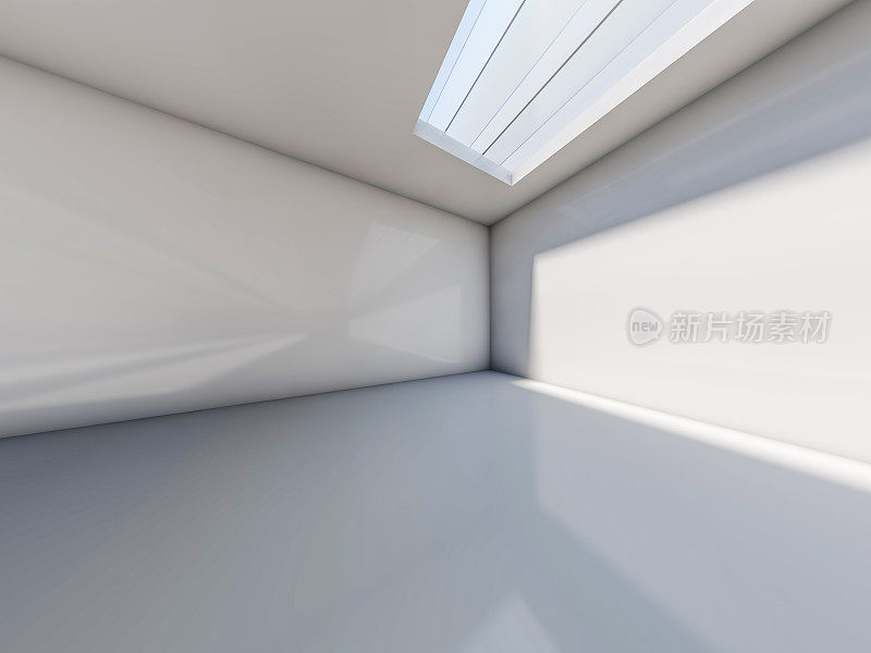 抽象的现代建筑背景，空旷的白色开放空间的室内。三维渲染