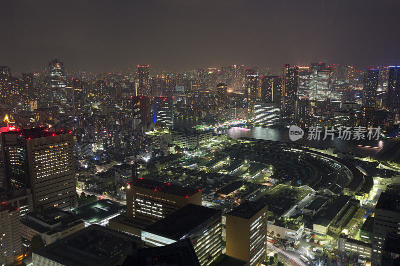 日本东京筑地鱼市的高视角