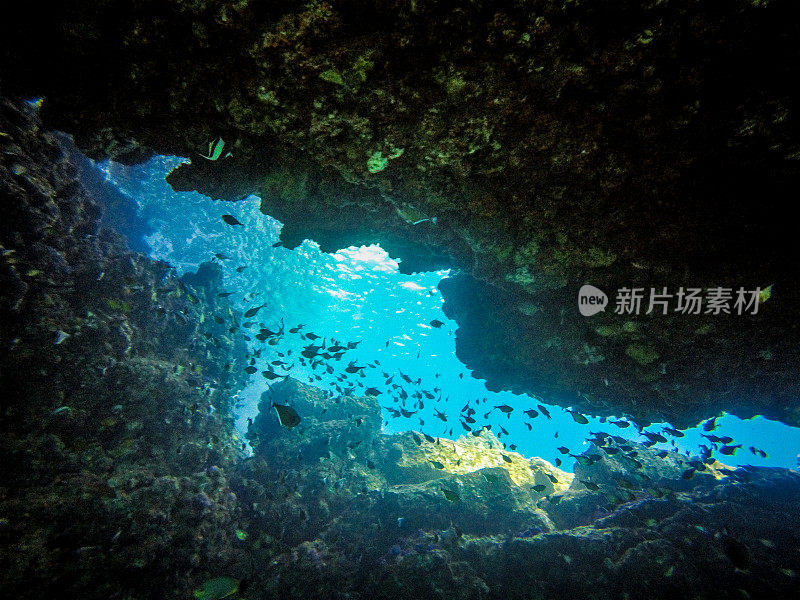 水下深海洞穴，“烟囱”，科哈，甲米，泰国