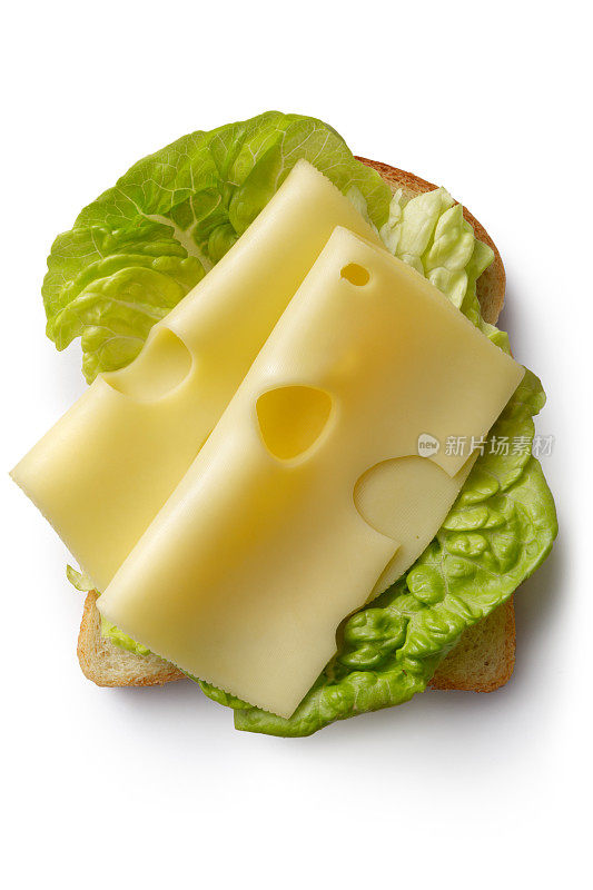 三明治:奶酪三明治孤立的白色背景