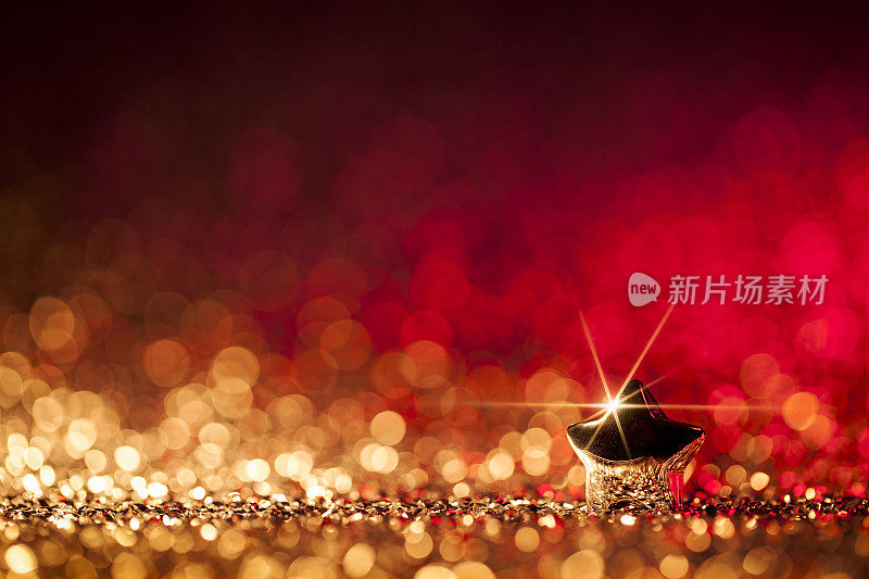 圣诞星-散焦装饰金红色散焦背景