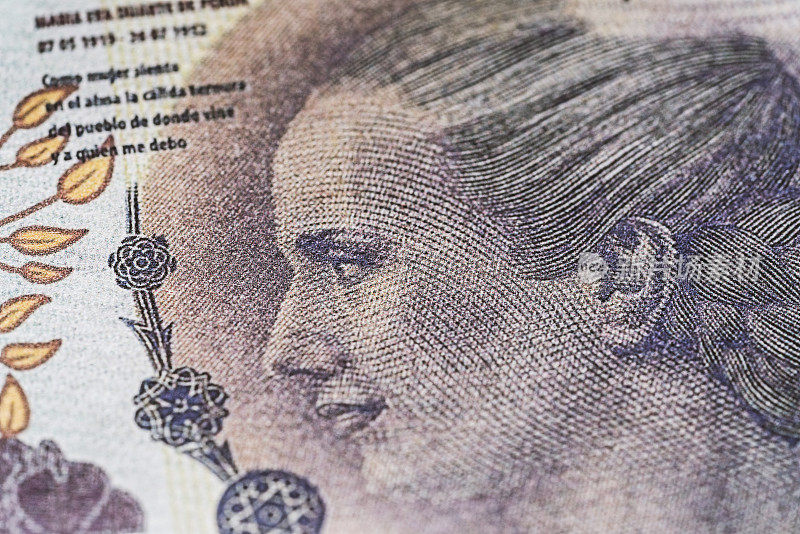 100阿根廷比索钞票特写细节