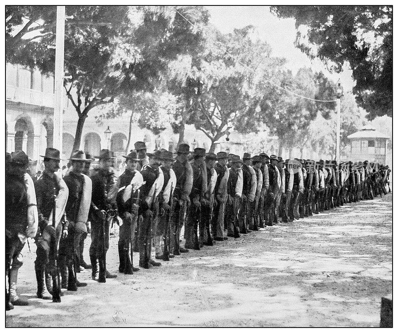 古黑白照片:古巴哈瓦那的占领军
