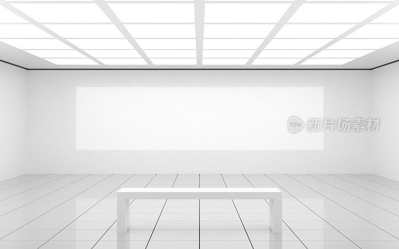 白色画廊和长凳