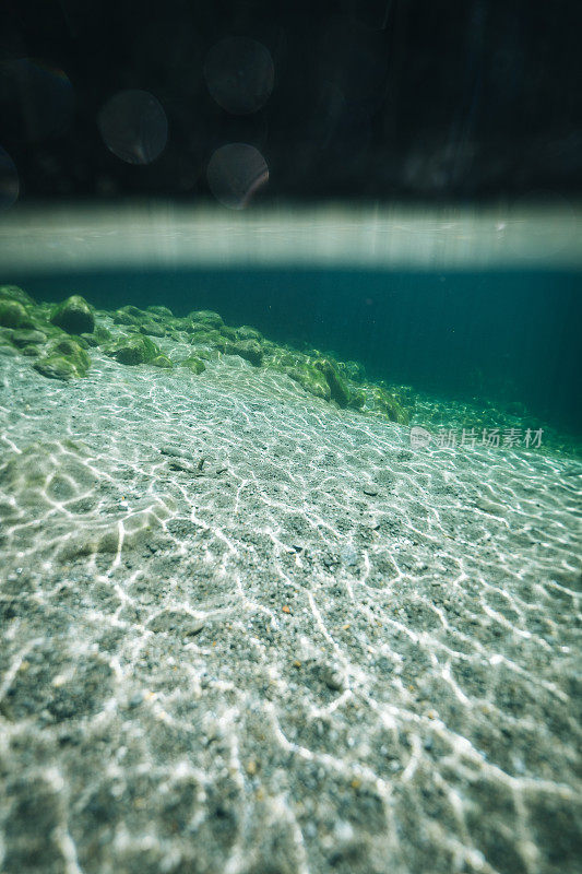 清澈的湖水和森林的分割框架视图