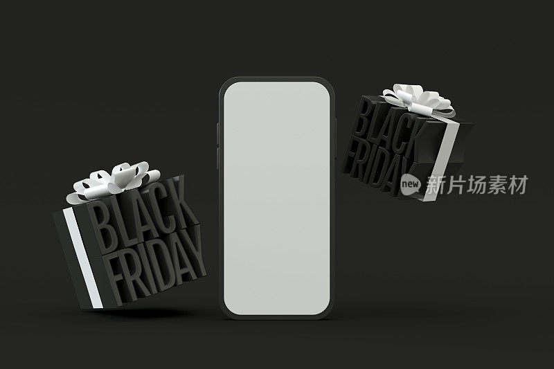 黑色星期五概念与空白屏幕智能手机