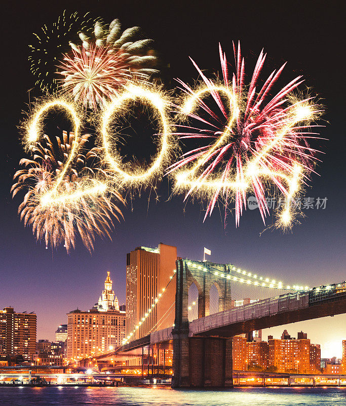 2024年曼哈顿新年的烟花