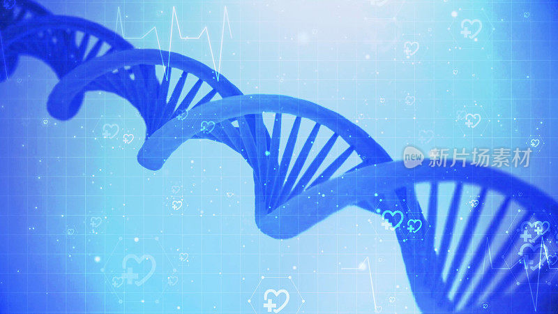 医学背景下的双链DNA分子，实验室的显微视图，卫生保健和生物技术概念