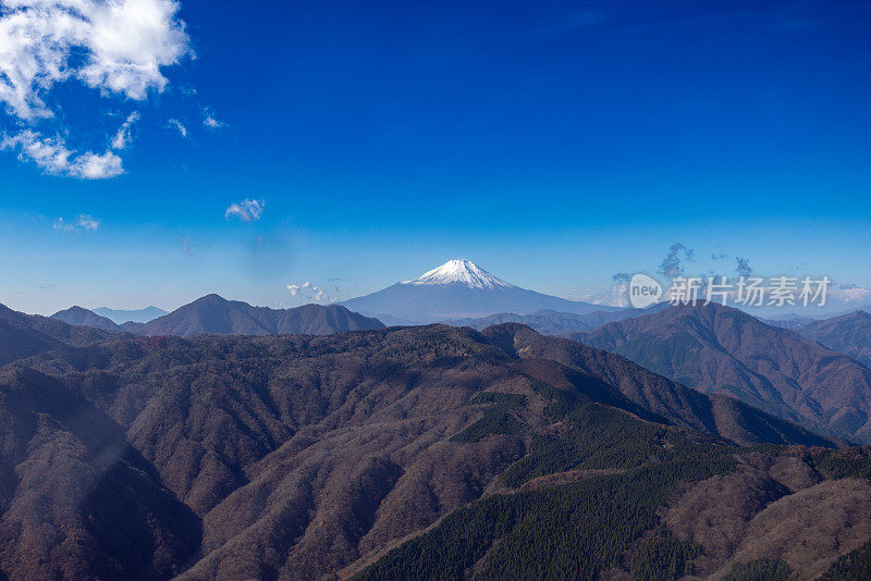 从直升飞机上俯瞰富士山