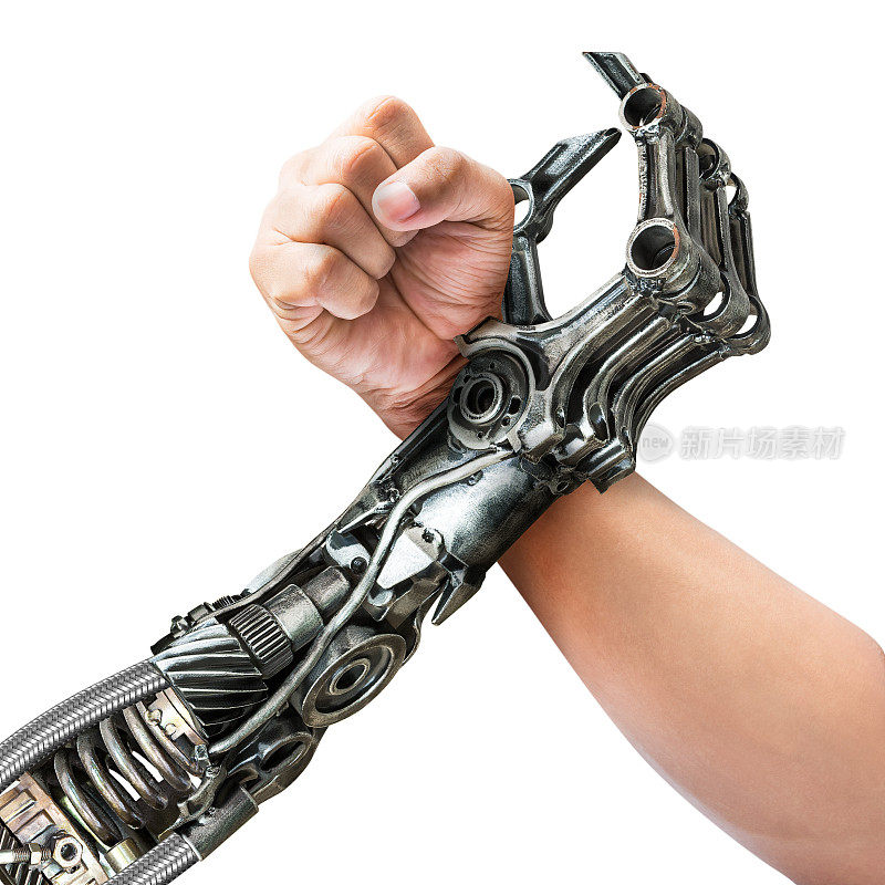 人类和机器人扳手腕
