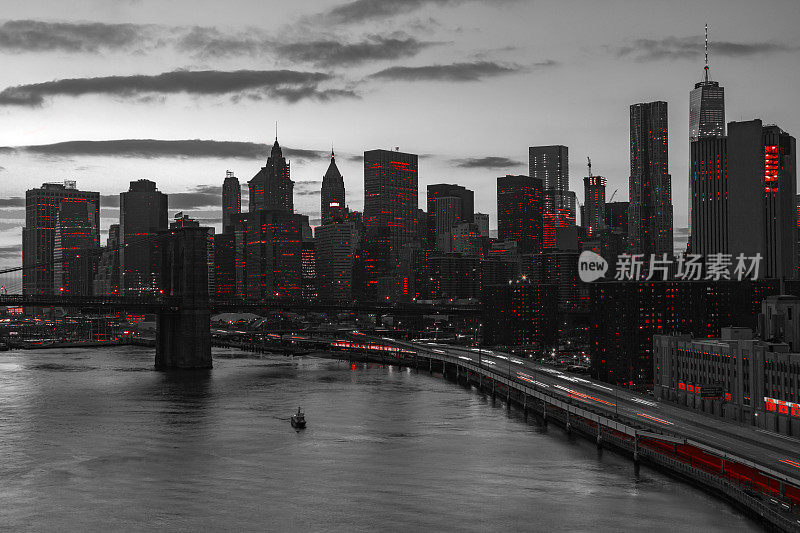 纽约:黑与白的红灯